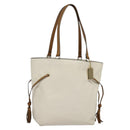 Coach Tote Bag Leather White Gold Auth bs27216-1