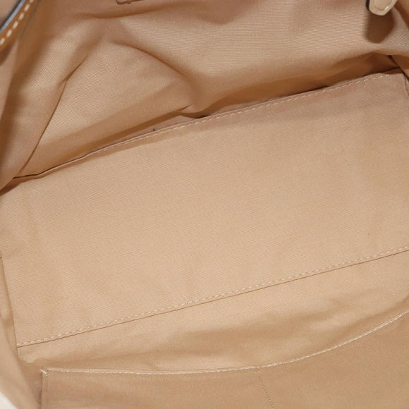 Coach Tote Bag Leather White Gold Auth bs27216