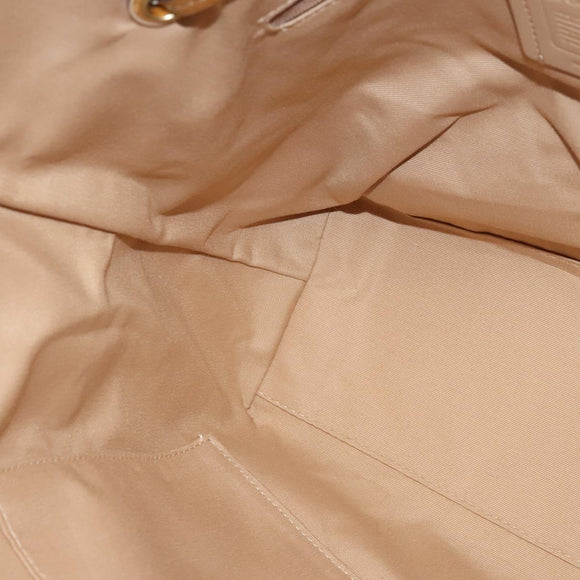 Coach Tote Bag Leather White Gold Auth bs27216