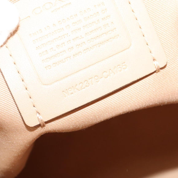 Coach Tote Bag Leather White Gold Auth bs27216