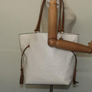 Coach Tote Bag Leather White Gold Auth bs27216-21