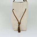 Coach Tote Bag Leather White Gold Auth bs27216-3