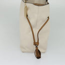 Coach Tote Bag Leather White Gold Auth bs27216-4