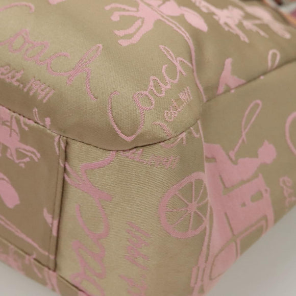 Coach Tote Bag Nylon Pink Silver Auth bs27221