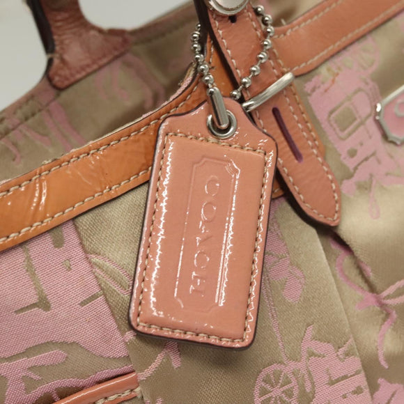 Coach Tote Bag Nylon Pink Silver Auth bs27221