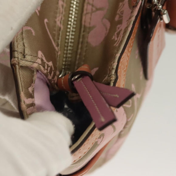 Coach Tote Bag Nylon Pink Silver Auth bs27221