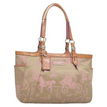 Coach Tote Bag Nylon Pink Silver Auth bs27221