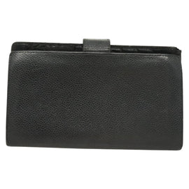 CHANEL Long Wallet Caviar Skin Black Gold CC Auth bs27231 - 0