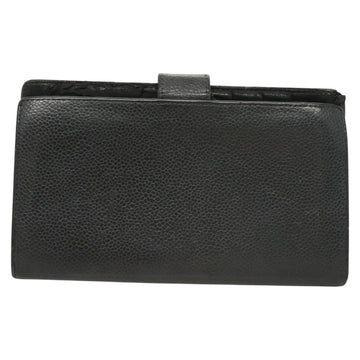 CHANEL Long Wallet Caviar Skin Black Gold CC Auth bs27231 - 0