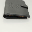 CHANEL Long Wallet Caviar Skin Black Gold CC Auth bs27231-3