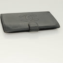 CHANEL Long Wallet Caviar Skin Black Gold CC Auth bs27231-5