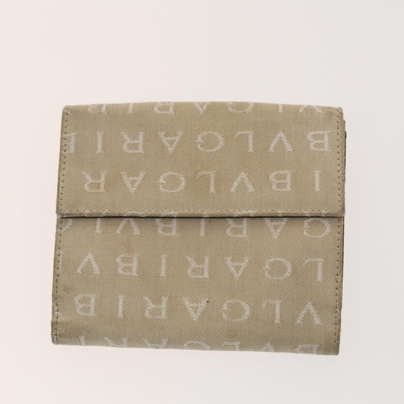 BVLGARI Logo Mania Wallet Canvas Nylon 3Set Beige Brown purple Auth bs27235