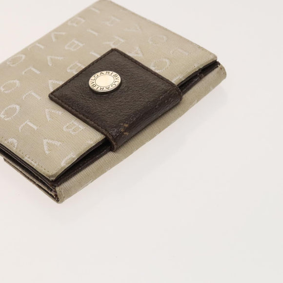 BVLGARI Logo Mania Wallet Canvas Nylon 3Set Beige Brown purple Auth bs27235