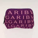 BVLGARI Logo Mania Wallet Canvas Nylon 3Set Beige Brown purple Auth bs27235-2