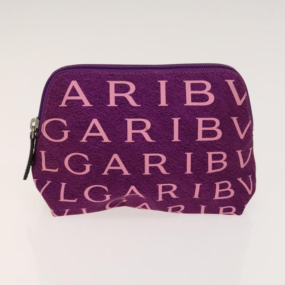 BVLGARI Logo Mania Wallet Canvas Nylon 3Set Beige Brown purple Auth bs27235