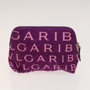 BVLGARI Logo Mania Wallet Canvas Nylon 3Set Beige Brown purple Auth bs27235-3