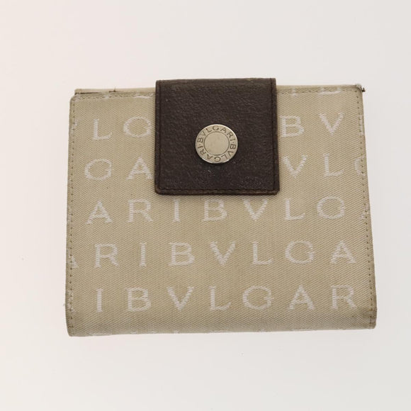 BVLGARI Logo Mania Wallet Canvas Nylon 3Set Beige Brown purple Auth bs27235