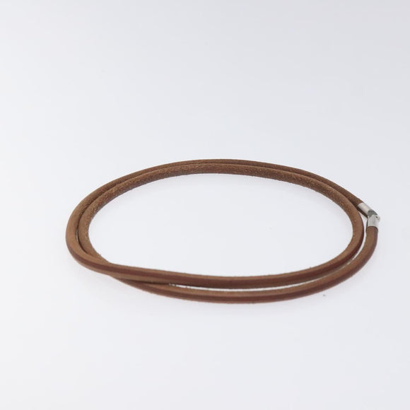 HERMES Laniere Bracelet Leather Brown Auth bs27243