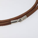 HERMES Laniere Bracelet Leather Brown Auth bs27243-6