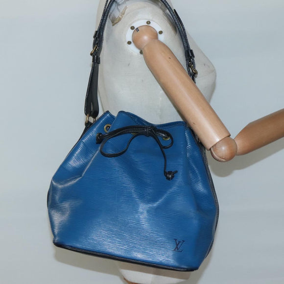 LOUIS VUITTON Epi Petit Noe Shoulder Bag Bicolor Black Blue M44152 Auth bs27264