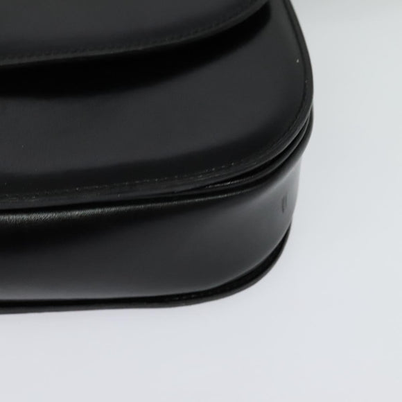 CELINE Shoulder Bag Leather Black Gold Auth bs27281