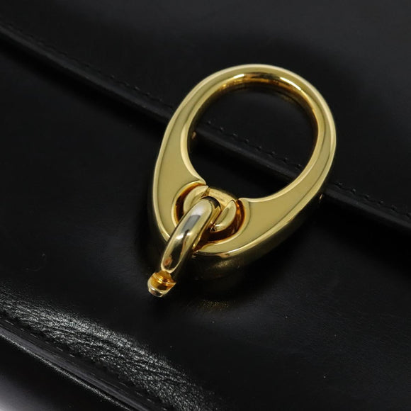 CELINE Shoulder Bag Leather Black Gold Auth bs27281