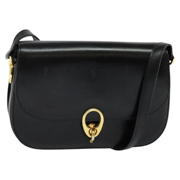CELINE Shoulder Bag Leather Black Gold Auth bs27281