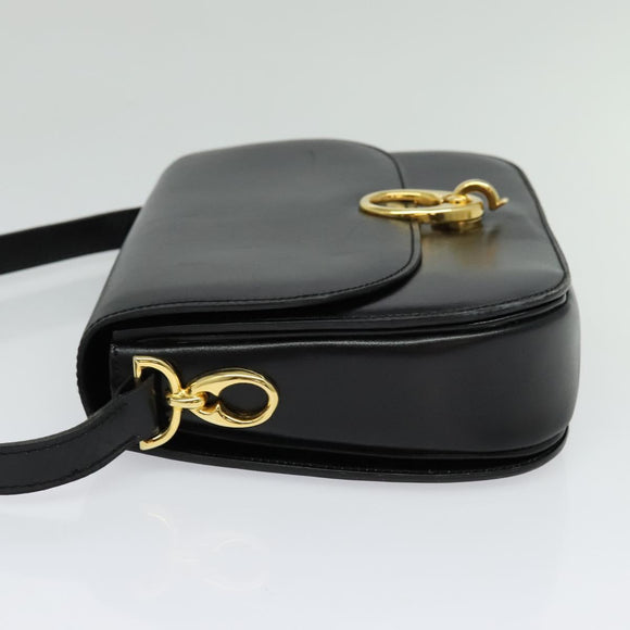CELINE Shoulder Bag Leather Black Gold Auth bs27281