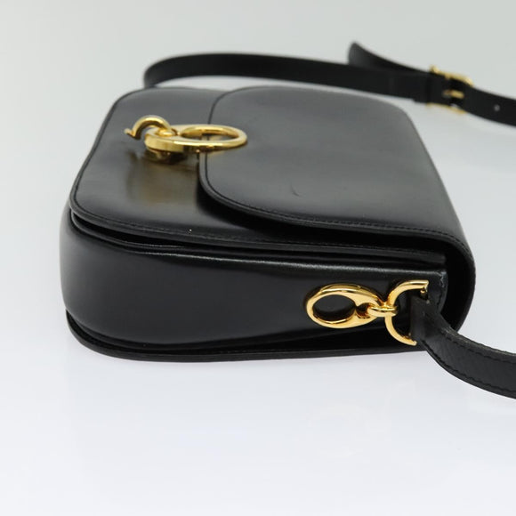 CELINE Shoulder Bag Leather Black Gold Auth bs27281