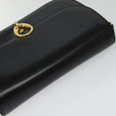 CELINE Shoulder Bag Leather Black Gold Auth bs27281-6
