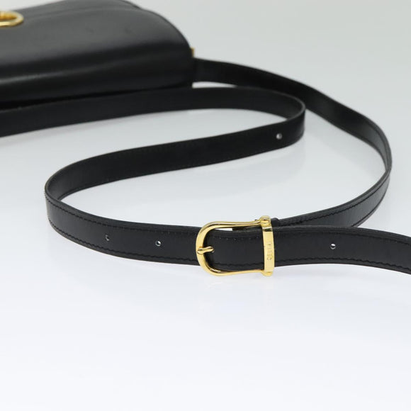 CELINE Shoulder Bag Leather Black Gold Auth bs27281