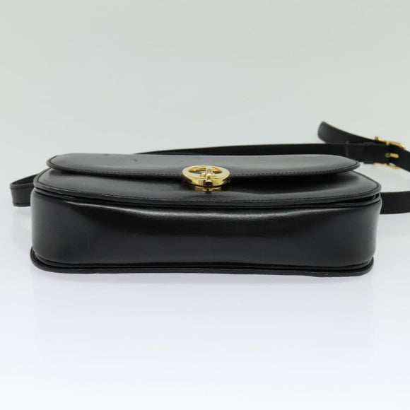 CELINE Shoulder Bag Leather Black Gold Auth bs27281