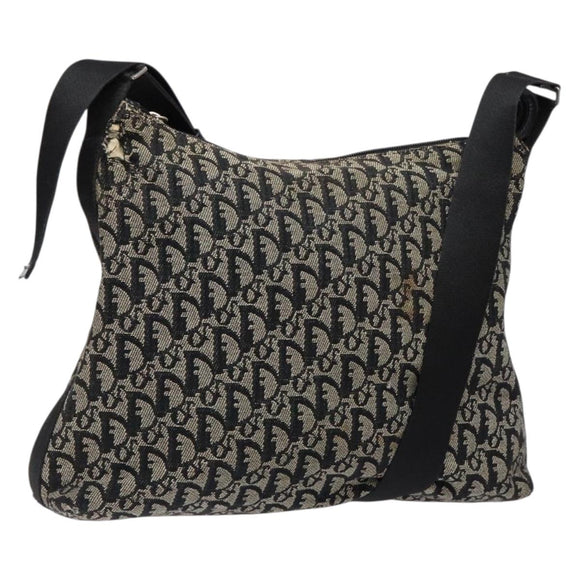 Christian Dior Trotter Canvas Shoulder Bag Navy Silver Auth bs27283