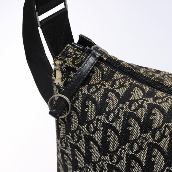 Christian Dior Trotter Canvas Shoulder Bag Navy Silver Auth bs27283