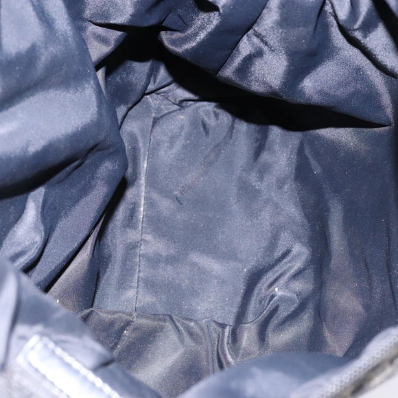 Christian Dior Trotter Canvas Shoulder Bag Navy Silver Auth bs27283