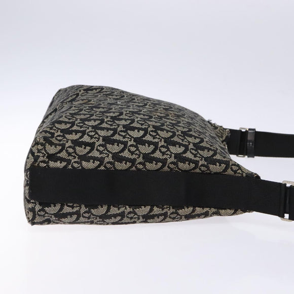 Christian Dior Trotter Canvas Shoulder Bag Navy Silver Auth bs27283