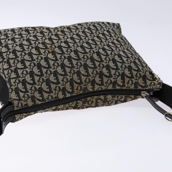 Christian Dior Trotter Canvas Shoulder Bag Navy Silver Auth bs27283