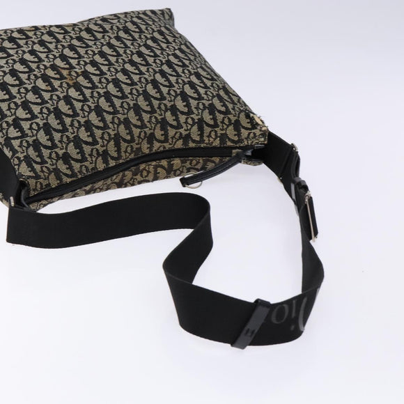 Christian Dior Trotter Canvas Shoulder Bag Navy Silver Auth bs27283