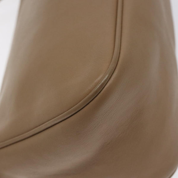 Salvatore Ferragamo Gancini Accessory Pouch Leather Beige Silver Auth bs27288