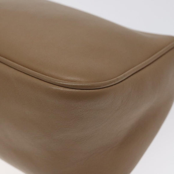 Salvatore Ferragamo Gancini Accessory Pouch Leather Beige Silver Auth bs27288