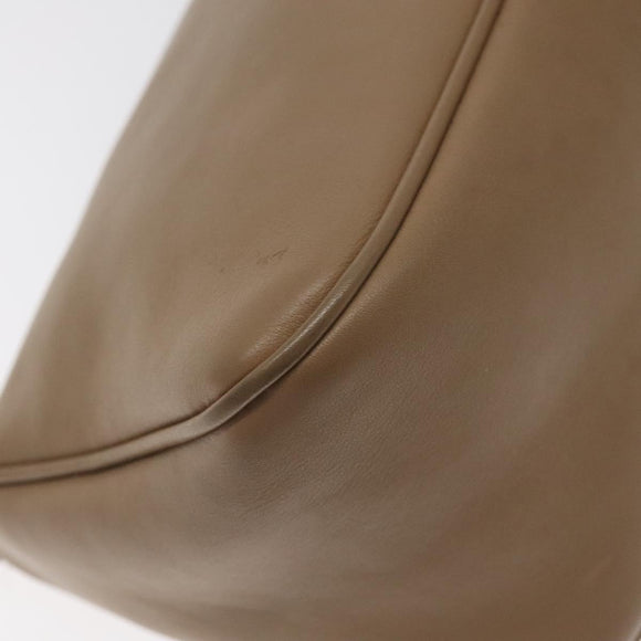 Salvatore Ferragamo Gancini Accessory Pouch Leather Beige Silver Auth bs27288