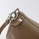 Salvatore Ferragamo Gancini Accessory Pouch Leather Beige Silver Auth bs27288-14