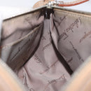 Salvatore Ferragamo Gancini Accessory Pouch Leather Beige Silver Auth bs27288-17