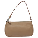 Salvatore Ferragamo Gancini Accessory Pouch Leather Beige Silver Auth bs27288-2