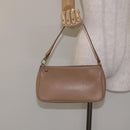 Salvatore Ferragamo Gancini Accessory Pouch Leather Beige Silver Auth bs27288-20
