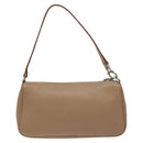 Salvatore Ferragamo Gancini Accessory Pouch Leather Beige Silver Auth bs27288-3