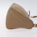 Salvatore Ferragamo Gancini Accessory Pouch Leather Beige Silver Auth bs27288-4