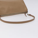 Salvatore Ferragamo Gancini Accessory Pouch Leather Beige Silver Auth bs27288-7
