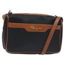 Salvatore Ferragamo Shoulder Bag Leather PVC Black Gold Auth bs27289-1