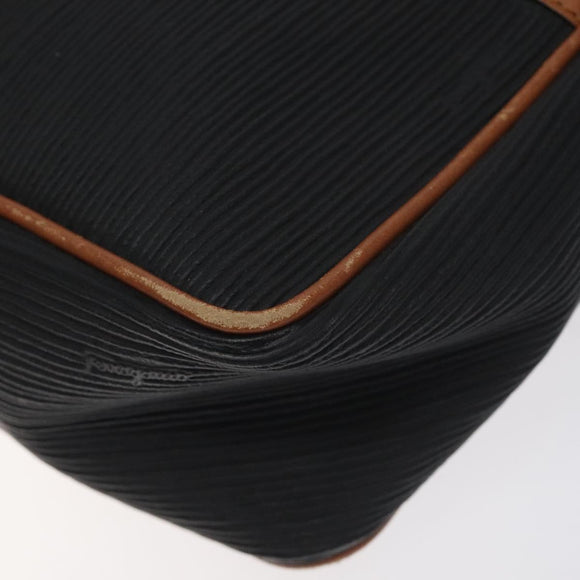 Salvatore Ferragamo Shoulder Bag Leather PVC Black Gold Auth bs27289